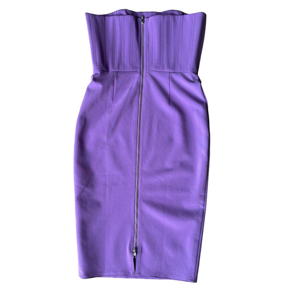 Alex Perry Lavender Strapless Midi Dress US Size 8 Flattering Corset - Picture 2 of 7